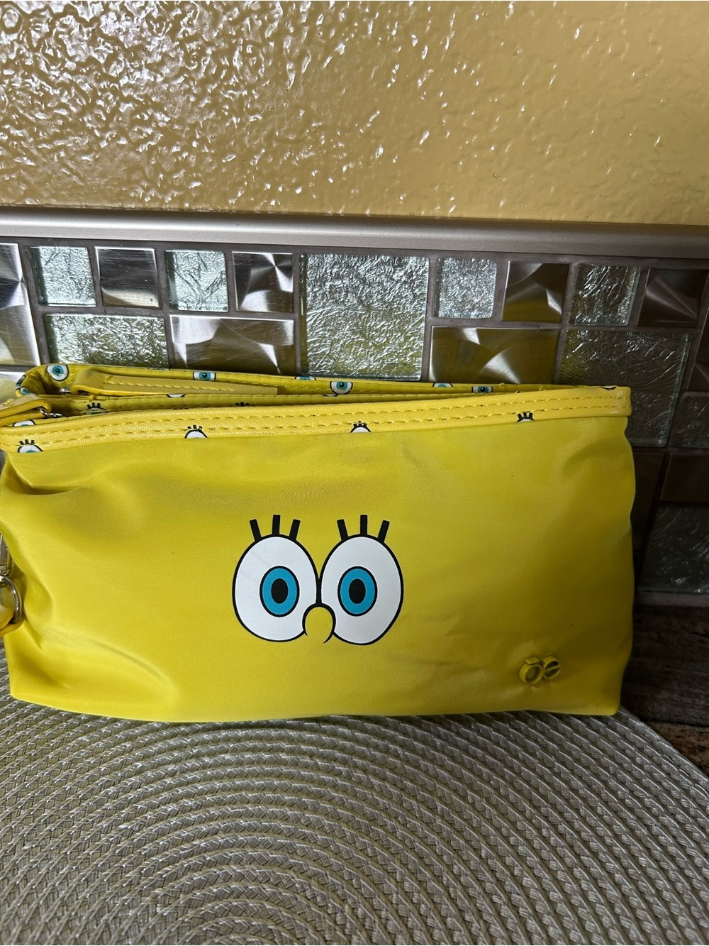 Yellow cosmetic SpongeBob Eyes Zip Pouch